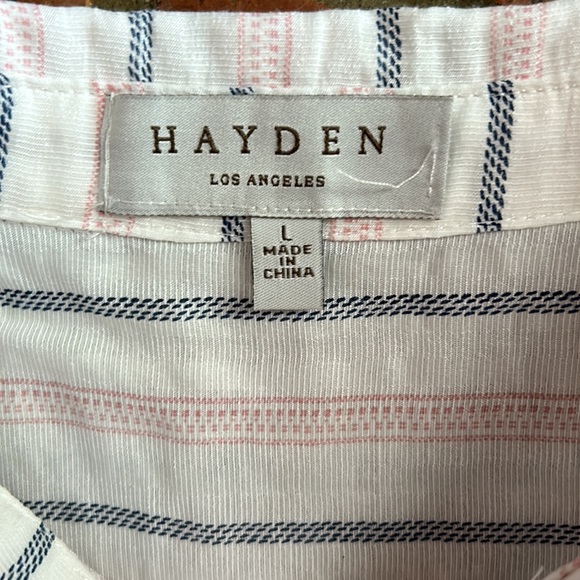 Hayden LA draw string waist button up striped top szL - Picture 9 of 11